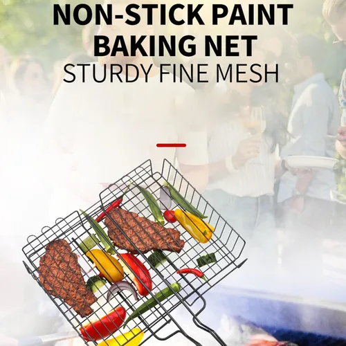 Miniatura 4 de Accesorios para parrilla, cesta de barbacoa de hierro antiadherente con mango de haya parrilla de pescado parrilla de malla para pescado parrilla