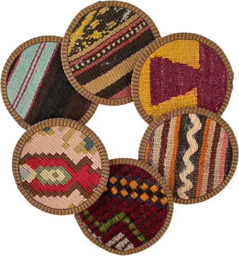 Miniatura 8 de Kilim - Juego de posavasos de tela, juego de posavasos bohemios, posavasos del medio oeste, juego de posavasos de tela, auténtico kilim turco