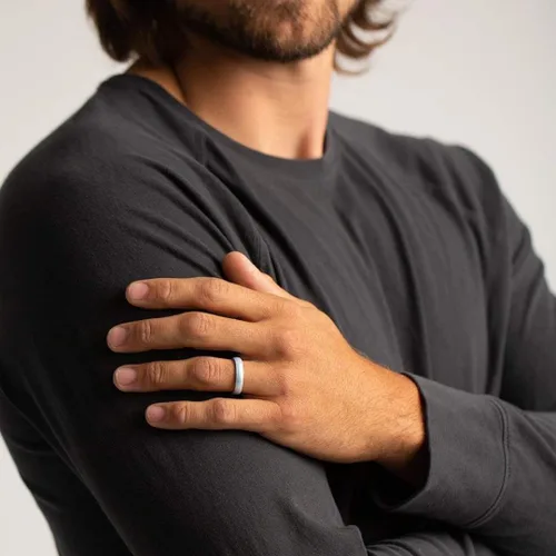 Miniatura 3 de Enso - Anillo de silicona con piedra natal para boda, anillo de compromiso unisex, cómoda banda transpirable cómoda 0.169'' de ancho, 0.069