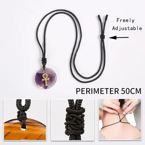 Miniatura 3 de NC - Collar de cruz de cristal natural egipcio para hombres y mujeres, correa de hombro ajustable