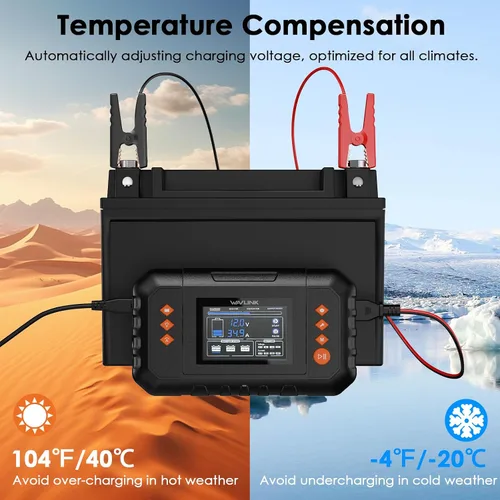 Miniatura 6 de WAVLINK Cargador de batería inteligente de 280 W, máx. Cargador de goteo de 20 A con pantalla LCD, para baterías de plomo-ácido/litio/lifepo4
