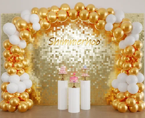 Miniatura 19 de Fondo de pared brillante – Panel de decoración de 24 piezas Panel de decoración de boda, cumpleaños, aniversario, compromiso y despedida