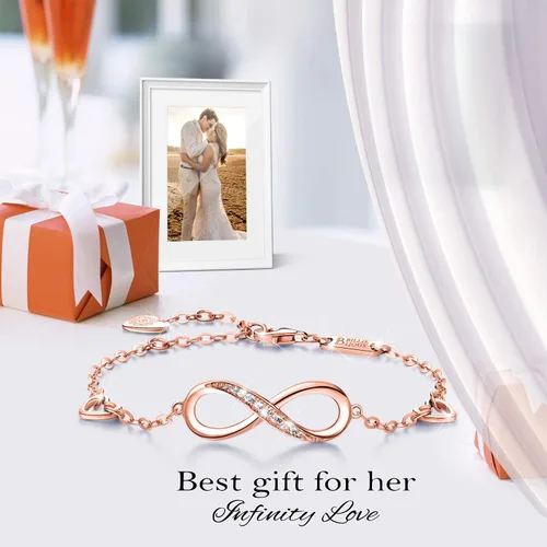 Miniatura 14 de Billie Bijoux Pulsera ajustable de plata de ley 925 con símbolo de amor infinito infinito para mujer