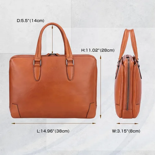 Miniatura 5 de Banuce Maletín de cuero italiano de grano completo para hombres 14 pulgadas bolsas de viaje Bolsas de negocios bolsa de viaje bolsa de accesorios