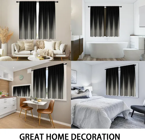 Miniatura 5 de Coxila Cortinas 100% opacas en negro y beige de 42 x 63 pulgadas, cortinas góticas degradadas con aislamiento térmico para dormitorio