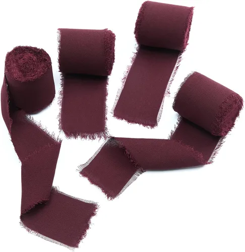 Miniatura 25 de 4 rollos de cinta de seda hecha a mano con flecos de 1.5 pulgadas x 5 yardas (4 rollos de 20 yardas) para invitaciones de boda, ramos de novia