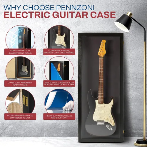 Miniatura 3 de PENNZONI Vitrina para guitarra eléctrica, estuche acrílico para guitarra eléctrica, soporte de pared, estuche de pared para guitarra hecha de marco