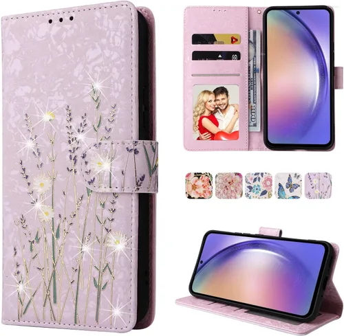 Miniatura 14 de UEEBAI Funda tipo billetera para Samsung Galaxy A16 4G/5G, cubierta de cuero PU con soporte, bloqueo RFID, funda flip con ranuras para tarjetas