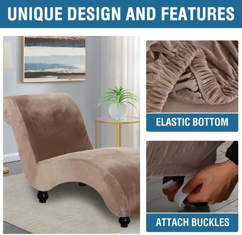 Miniatura 4 de H.VERSAILTEX Funda para Chaise Lounge de Interior de Terciopelo Funda Deslizable para Chaise de Alta Elasticidad Funda para Silla Lounge de Lujo sin