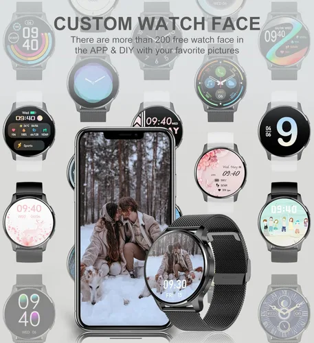 Miniatura 3 de Reloj inteligente para mujeres y hombres, rastreador de llamadas Bluetooth para teléfonos Android e iOS, reloj inteligente impermeable con pantalla