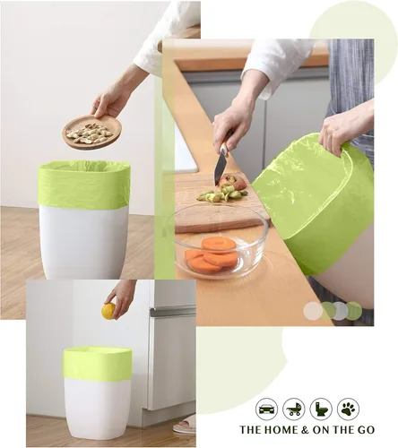 Miniatura 5 de FORID Bolsas de basura compostables de 2.6 galones, 150 unidades, 5 rollos, bolsas de basura verdes, pequeñas, duraderas, gruesas, sin perfume, 10