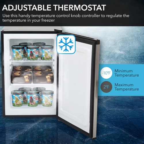 Miniatura 4 de Whynter CUF-210SS Mini, congelador vertical pequeño de 2.1 pies cúbicos con clasificación Energy Star con cerradura, acero inoxidable, negro