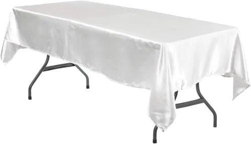 Miniatura 19 de YOUR CHAIR COVERS - Mantel rectangular de satén de 90 x 156 pulgadas - Manteles de mesa rectangulares de satén brillante blanco para mesas