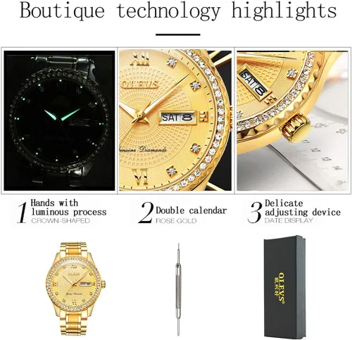 Miniatura 3 de OLEVS Men Quartz Business Watch with Stainless Steel Band Classic Waterproof Watches Roman Numeral Unique Calendar Date Window Wristwatch