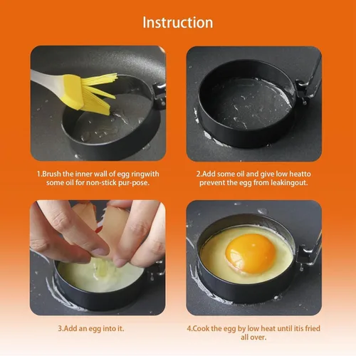 Miniatura 2 de Paquete de 2 anillos de huevo, herramienta de molde redondo para el hogar, anillos redondos de cocina de huevos de 3 pulgadas para freír, moldear