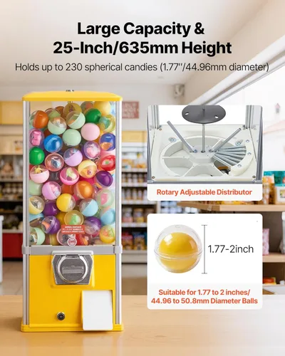 Miniatura 3 de VEVOR Máquina de chicle, dispensador de máquina expendedora de dulces de 25 pulgadas de altura, máquinas expendedoras de 25 centavos para centros
