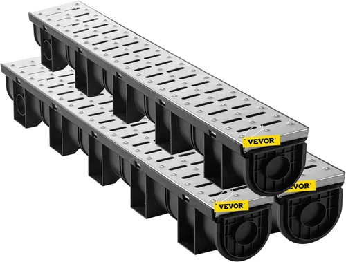 Miniatura 12 de VEVOR Sistema de drenaje de zanjas con rejilla de plástico, drenaje de canal HDPE de 5.9 x 5.1 pulgadas para jardín, entrada de vehículos, paquete