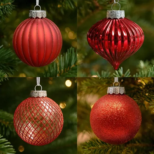 Miniatura 11 de Paquete de 28 adornos navideños de bolas rojas y doradas para decoraciones de árbol - Juego de bolas de plástico irrompibles, carámbanos y copos