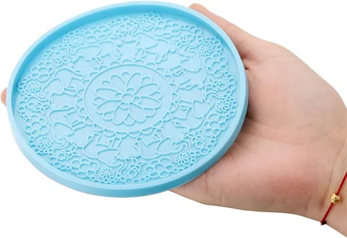 Miniatura 4 de AGCFABS 1 molde de resina para posavasos de flores de mandala, moldes de silicona de diseño 3D para hacer bandejas de posavasos redondos, tapete