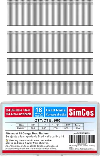 Miniatura 11 de Clavos Brad de Acero Inoxidable 304 Calibre 18 (1-1/4", 1", 3/4", 5/8 pulgadas) 2000 piezas Clavos 18 GA para Pistola de Clavos Surtidos y Clavos