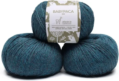 100% Hilo de Lana de Alpaca Bebé (Juego de 3 Madejas, 150 Gramos) Peso DK - Hecho en Perú - Celestialmente Suave y Perfecto para Tejer y Ganchillo