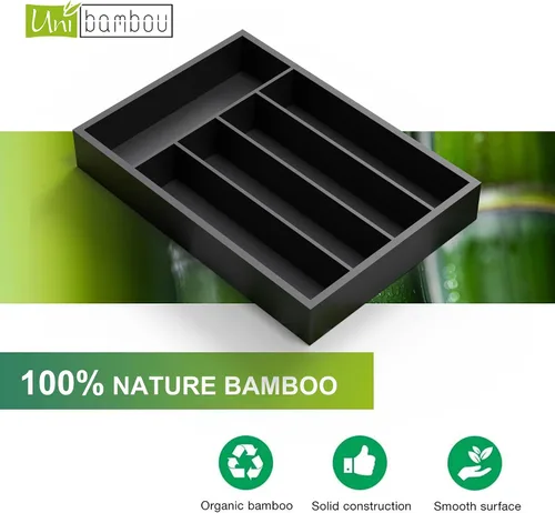 Miniatura 6 de Unibambou Organizador de cajones de cocina de bambú, organizador de cubiertos, bandeja de cubiertos, bandeja de utensilios, separadores de cajones
