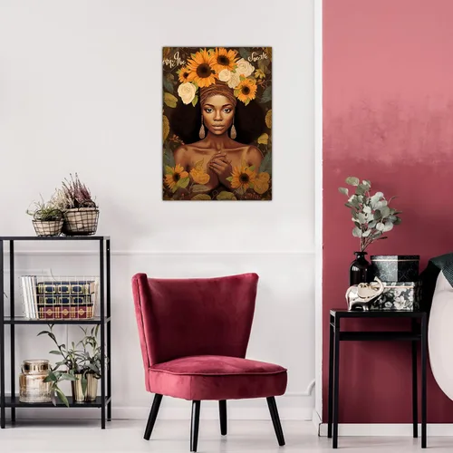 Miniatura 142 de Arte de pared afroamericano, decoración de rey y reina bailarín negro para sala de estar, arte de pareja de amor negro para dormitorio, lienzo