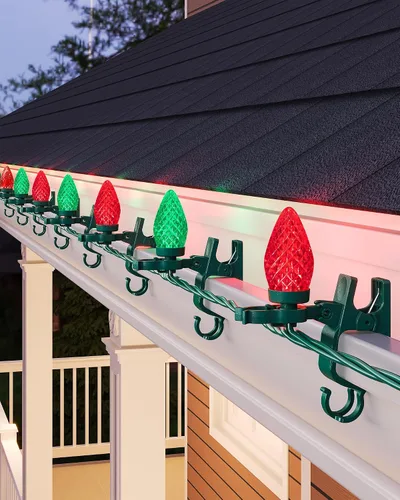 Miniatura 8 de SURAIELEC C9 Luces LED de Navidad con clips, 67 pies, 100 luces de techo de Navidad para exteriores con clips de resorte, luces de cadena rojas