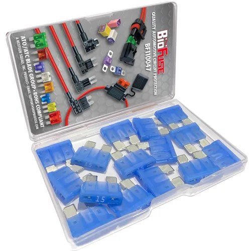 Miniatura 2 de Juego de fusibles ATO estándar 15A (15 fusibles regulares) Grupo de cuchillas: ATO, ATOF, ATC, ATS, APR, Automotive, Car, Camión, SUV, RV, Barco