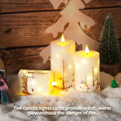 Miniatura 5 de Velas sin llama de Navidad con control remoto - Velas LED blancas y luces de cadena, juego de 3 con pilas (D3 x A4/5"/6") para decoración