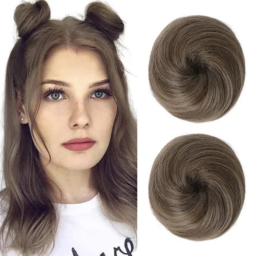 Miniatura 19 de REECHO Piezas de cabello Space Bun, 2 extensiones de moño mini con clip de pinza en extensiones de moño falsas de orejas de gato y desordenadas