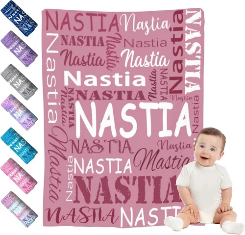 Miniatura 13 de Mantas de bebé personalizadas para niño y niña, manta de bebé personalizada con nombre para niños y adultos, mantas suaves personalizadas