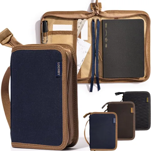 Miniatura 39 de LOCHBY® Carpeta Field A5 Cubierta de carpeta de 6 anillas Lona encerada resistente al agua Diseño plano Sistema A5 apto para recargar