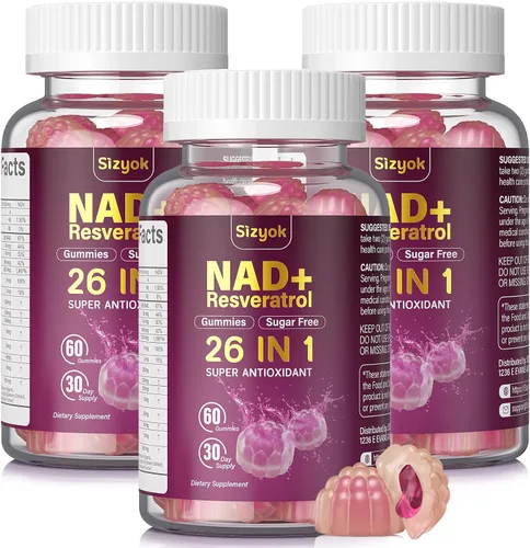Miniatura 9 de Gomitas de Resveratrol NAD, Suplementos NAD para Mujeres con Colágeno Hidrolizado, Semilla de Uva y D-Biotina que Apoyan la Acción Antioxidante