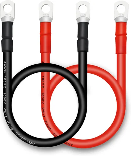 Miniatura 39 de Cable de batería, cables de batería 2 AWG con terminales, 2 cables de batería de cobre (1 pie).