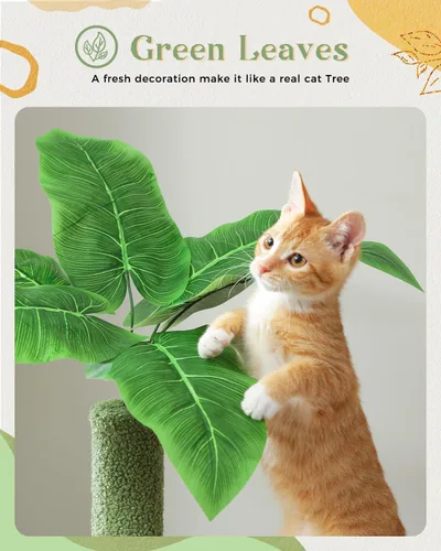 Miniatura 6 de PEQULTI - Árbol para gatos de 53 pulgadas para interiores, condominio grande, postes de rascado de sisal, hamaca y percha, diseño de cactus fresco