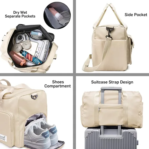 Miniatura 3 de Bolsa de gimnasio deportiva con compartimento para zapatos, bolsa de viaje con bolsillo separado seco y húmedo para hombres y mujeres, bolsa