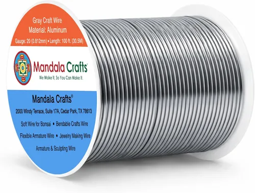 Miniatura 242 de Mandala Crafts - Alambre de aluminio anodizado de 8 calibre para hacer joyas - 9.75 m de alambre flexible negro colorido - Flexible para bonsái