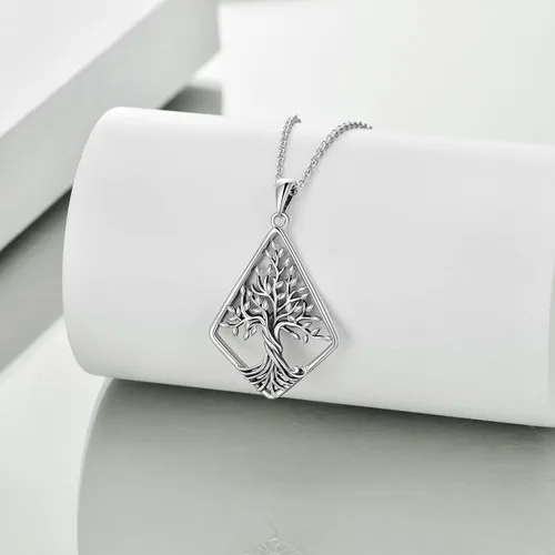 Miniatura 64 de ONEFINITY Collar de plata de ley 925 con diseño de árbol de la vida con colgante de nudo celta de concha de abulón para mujer