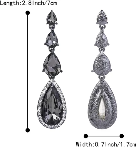 Miniatura 5 de BriLove Pendientes largos de araña largos para mujer, diseño de lágrima, para boda