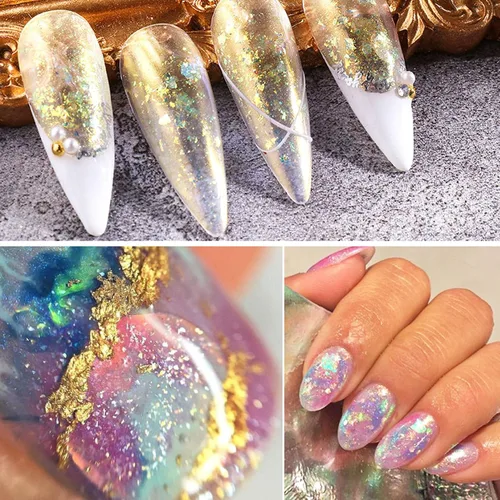 Miniatura 9 de Brillantina holográfica para uñas, 12 rejillas, ópalo con purpurina en polvo, dijes de uñas, piedras de sirena, lentejuelas iridiscentes, escamas