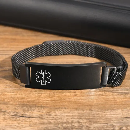 Miniatura 62 de VNOX Pulsera de identificación de alerta médica para hombres y mujeres, pulseras de alerta médica con grabado personalizado para mujeres y hombres