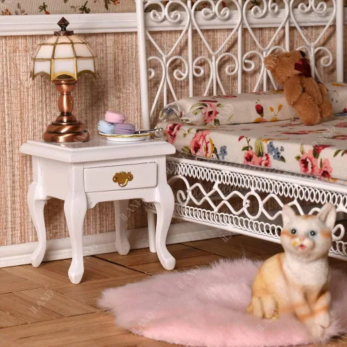 Miniatura 7 de iLAND Muebles de Casa de Muñecas Victorianos a Escala 1:12, Set de Cama de Casa de Muñecas 5 piezas