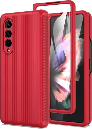 Miniatura 13 de MAKAVO Funda para Samsung Galaxy Z Fold 3 5G con protección de bisagra, protector de pantalla de vidrio templado integrado, ajuste delgado 3D Negro