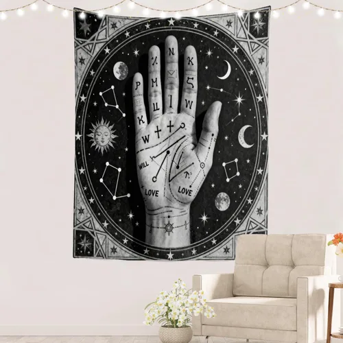Miniatura 18 de Batmerry Tapiz de geometría sagrada, cubo de metatrones, tapete de pícnic de geometría sagrada, tapiz hippie trippy, arte de pared, decoración