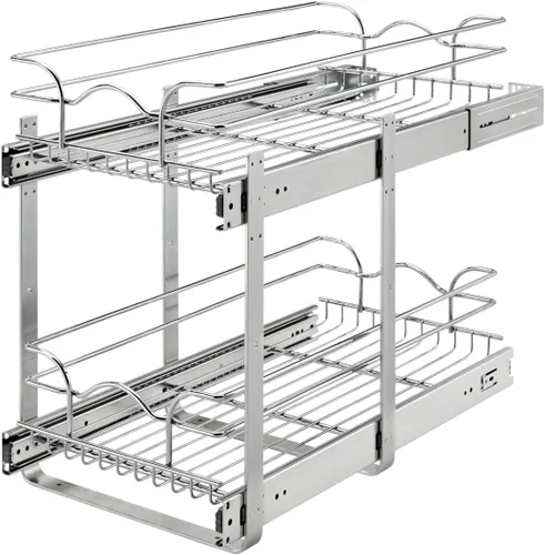 Rev-A-Shelf Estante extraíble para armario de cocina de 2 niveles y organizador de cajones, cesta de almacenamiento de despensa deslizante en varios