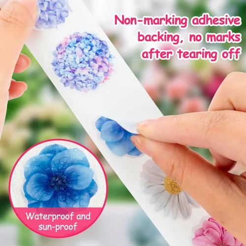 Miniatura 3 de 1200 calcomanías de flores, rollo de calcomanías de flores para niños, rollo de flores para álbumes de recortes, botellas de agua, decoraciones