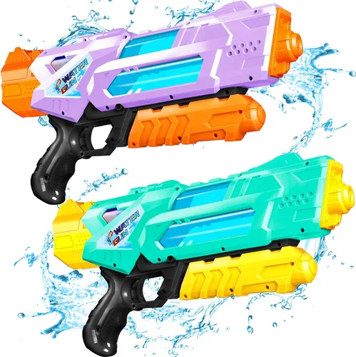 Miniatura 10 de Quanquer Pistolas de agua de 1200 cc para niños y adultos, paquete de 2 súper remojadores de agua con excelente rango, ideas de regalo para verano