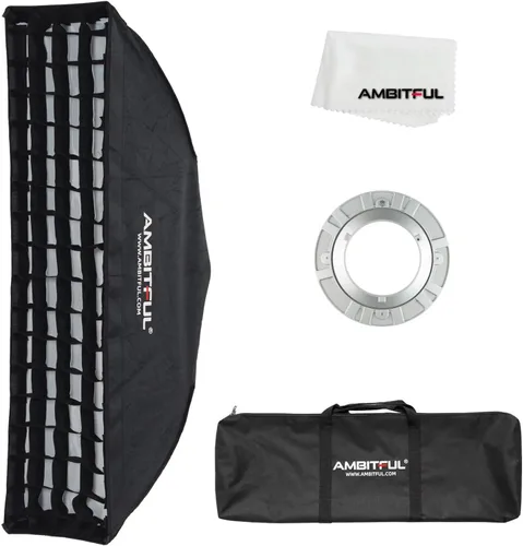 AMBITFUL FW22x90 - Caja de luz rectangular de 8.7 x 35.4 in/9 x 35 pulgadas con rejilla de nido de abeja, caja de luz rectangular para flash de