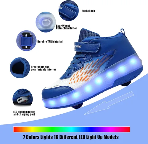 Miniatura 2 de Tenis con ruedas para niños y niñas, tenis deportivos recargables con luz LED para principiantes, el mejor regalo